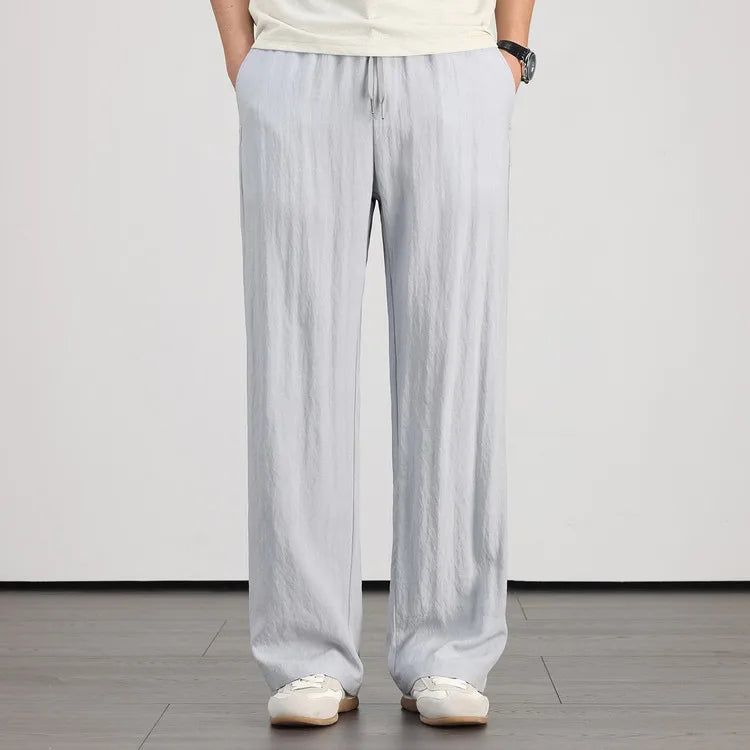Cool Touch Men’s Summer Pants - Anti-Crease, Breathable & Light, Drawstring Closure, Loose Style for Hot Weather Sunscreen