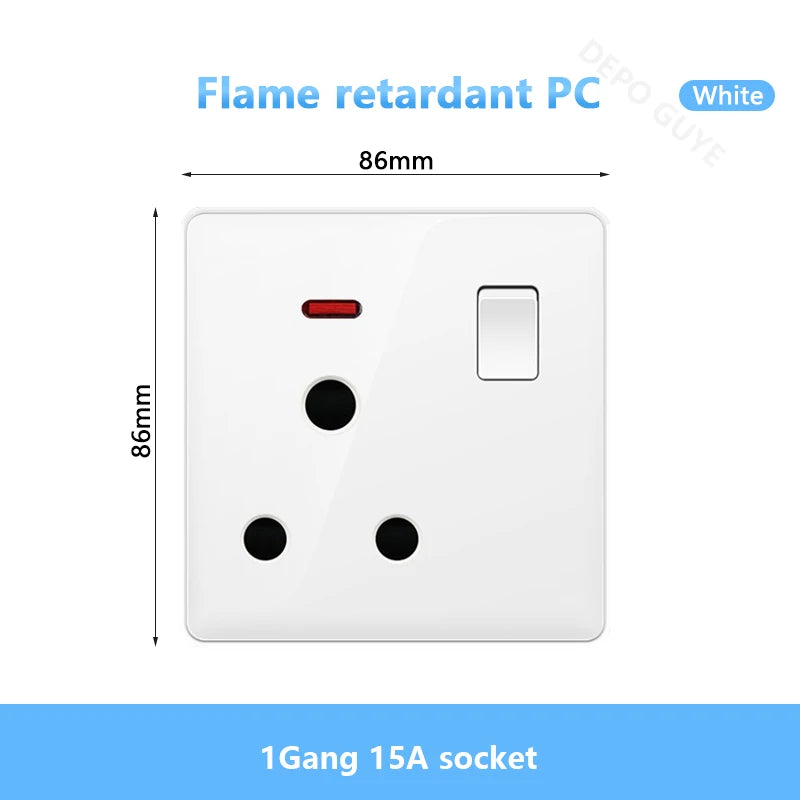 White UK Standard 13A USB Wall Socket Panel,Universal 18W Type-c Quick Charge Socket Plug,Wall Light Switch Electrical outlet