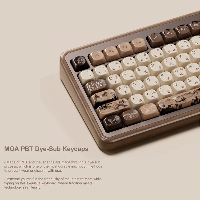 Akko MU02 75% Mountain Seclusion Wooden Mechanical Gaming Keyboard VIA ISO DE/UK RGB Hot Swap BT5.0/2.4G Wireless &Type-C Wired