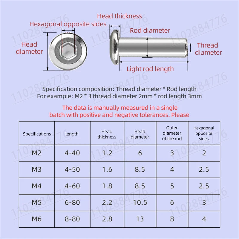 2-10pcs Binding Barrel Nut M2 M3 M4 M5 M6 M8 M10 304 Stainless Steel Hex Socket Cap Furniture Rivet Insert Nut for TV Wall Mount
