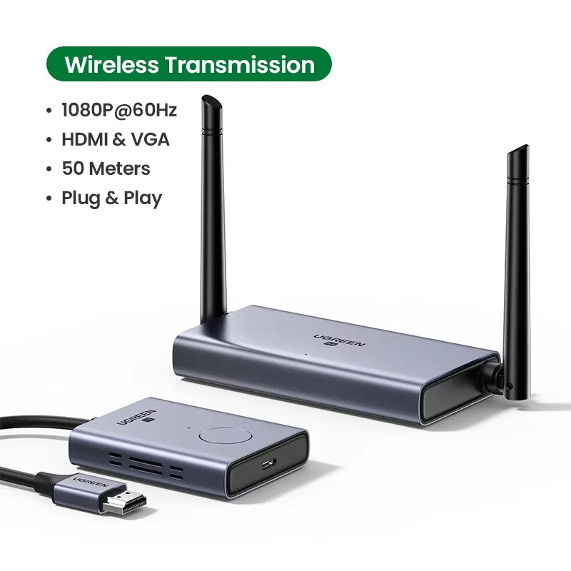 UGREEN Wireless HDMI Extender Kit 5G 50M Video Transmitter & Receiver 4K 30Hz/1080P Transmits Display Adapter for TV PC Monitor