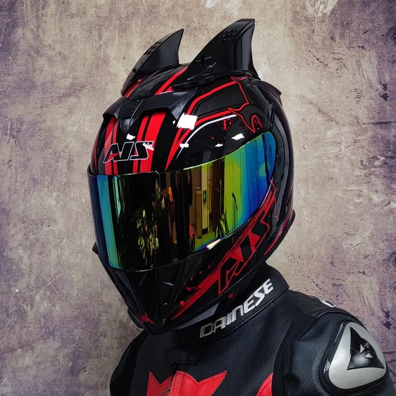 AIS Motorcycle Helmet cool Modular Moto Helmet With Inner Sun Visor Safety Double Lens Racing Full Face the Helmet Moto Helmet