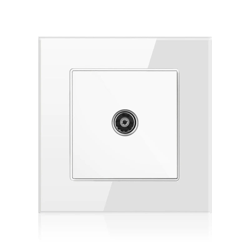 Cat6 Rj45 Wall Socket Network Socket With TV Wall Data Double Socket Telephone Tempered Glass Panel Computer Wall Net Outlet