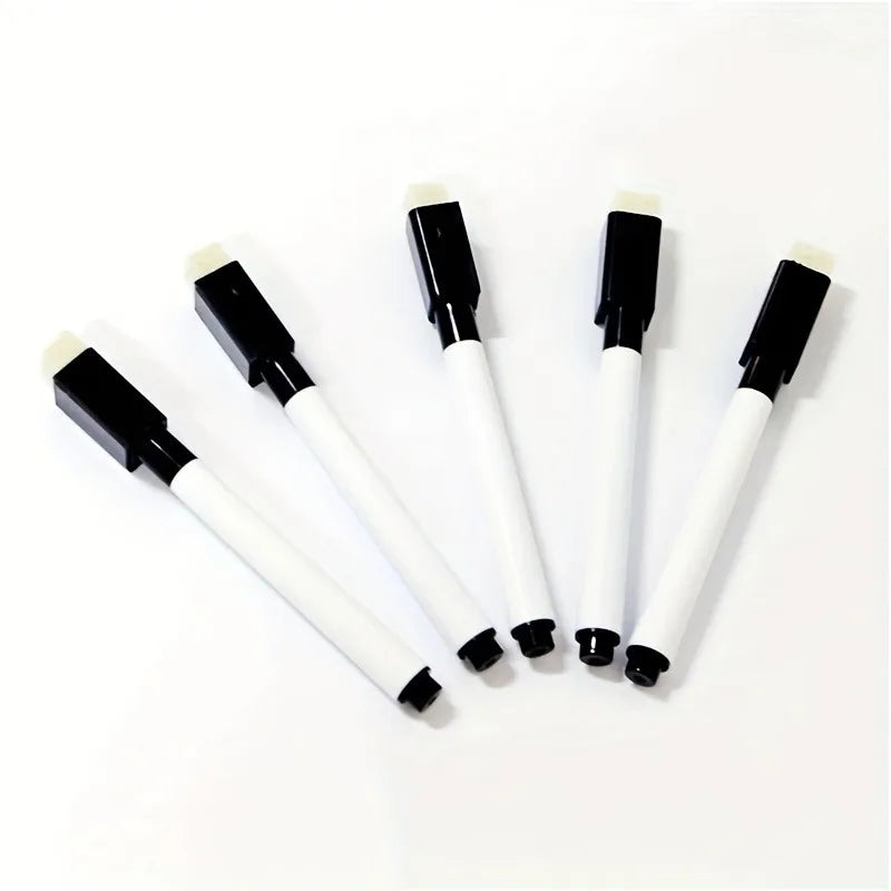 5/10pcs Erasable Whiteboard Marker Pens with Built-In Eraser - Non-Toxic Suitable for Whiteboard, Panels, Plastic Boards.