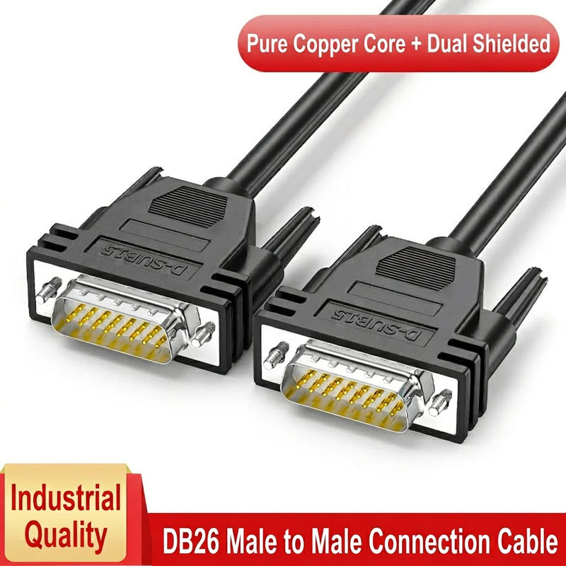 DIVEDEER Industrial Grade DB26 Extension Cable 3-Row 26-Pin Male to Male & Male to Female Data Cable 26-Core Signal Control Line