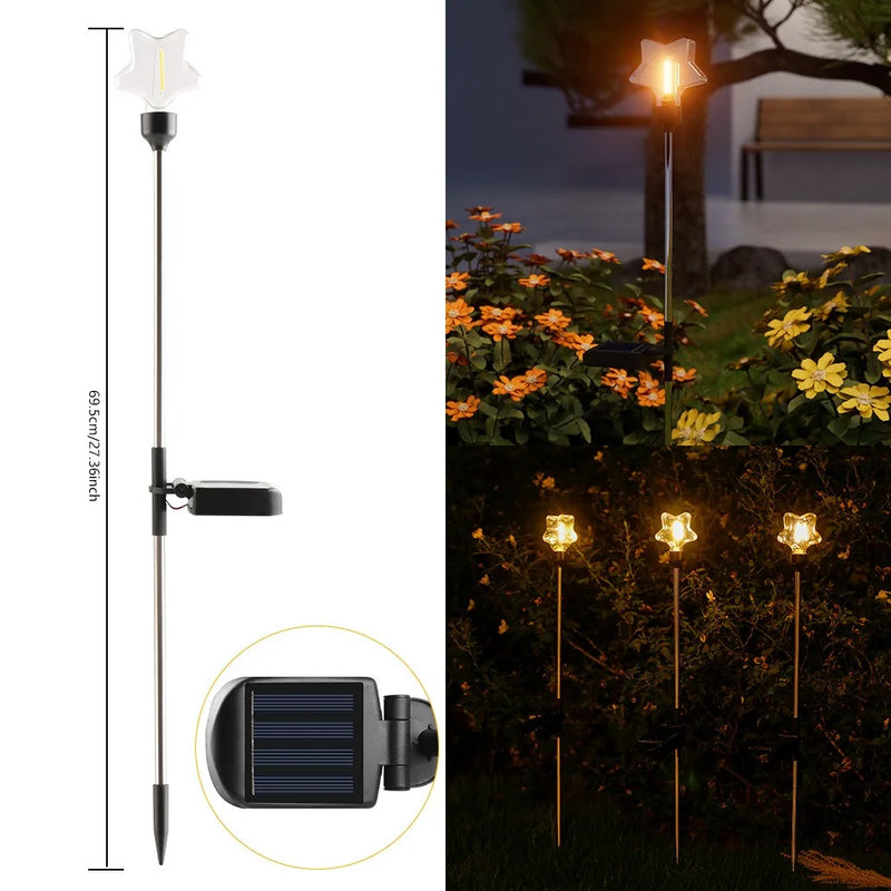 2pcs Solar Pathway Light Outdoor Waterproof with 3000K Tungsten Filament Bulb Landscape Lighting for Yard Driveway GardenWalkway