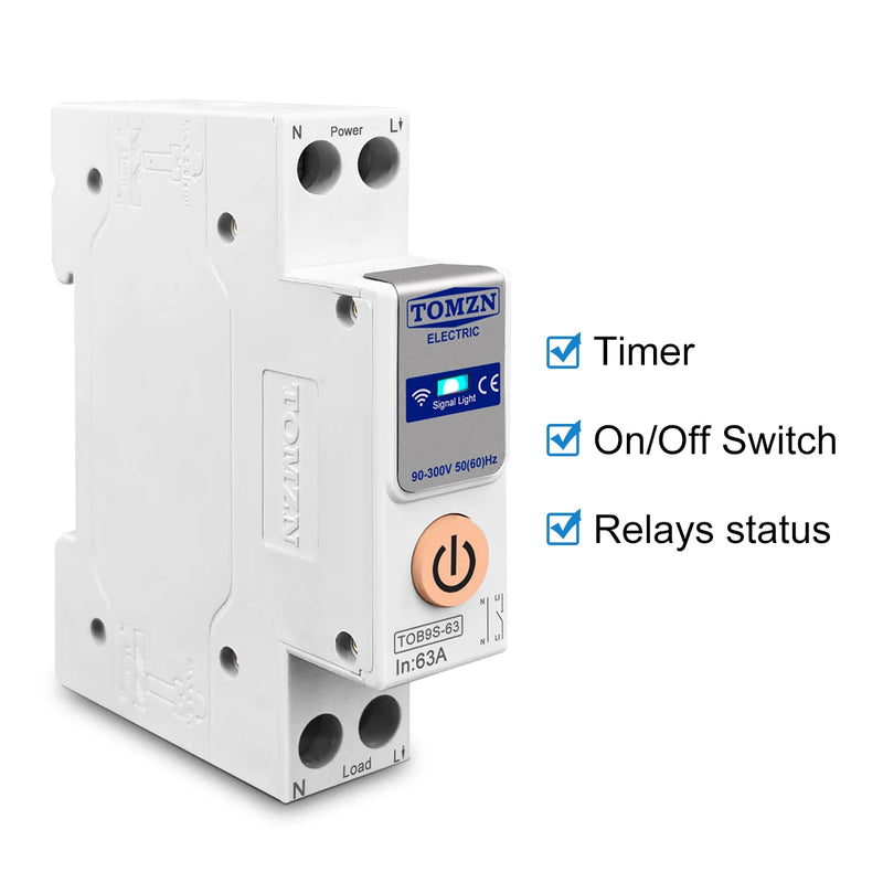 TUYA Smartlife 1-63A TOMZN 1P+N WIFI Smart Switch Energy Meter Kwh Metering Monitoring Circuit Breaker Timer Relay MCB