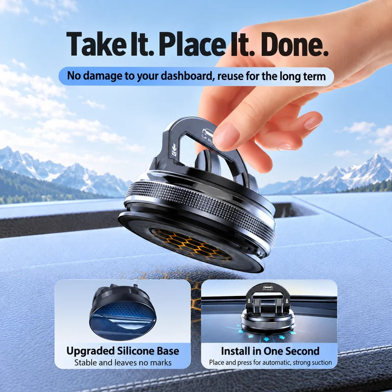 SEAMETAL Car Dashboard Phone Mount Strong Suction Car Phone Holder GPS Stand in Car 360-Degree Free Rotation for Car Accessories
