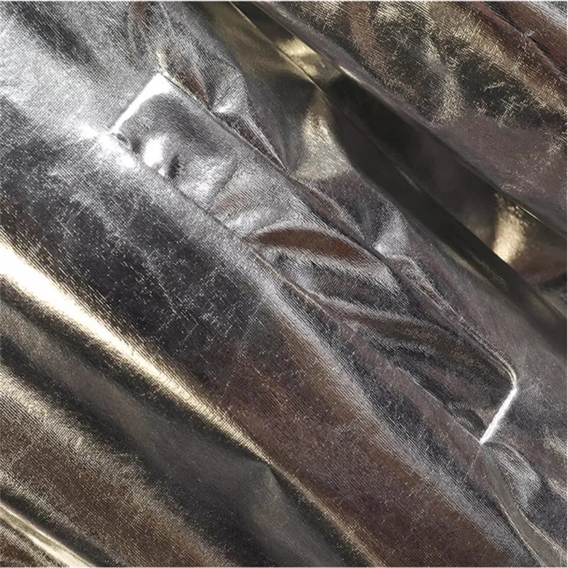 Gold Men's Stage Performance,Shiny Loose Long Sleeve Top With Long Pants,Silver Fashion Casual Suit