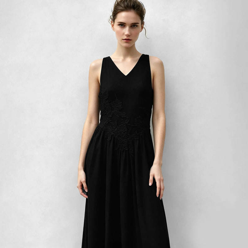 Amii Womens Dresses 2026 Summer New V Neck Lace Trim Linen Blend Sleeveless A-Line Dress Elegant Casual Woman Clothing 12642051
