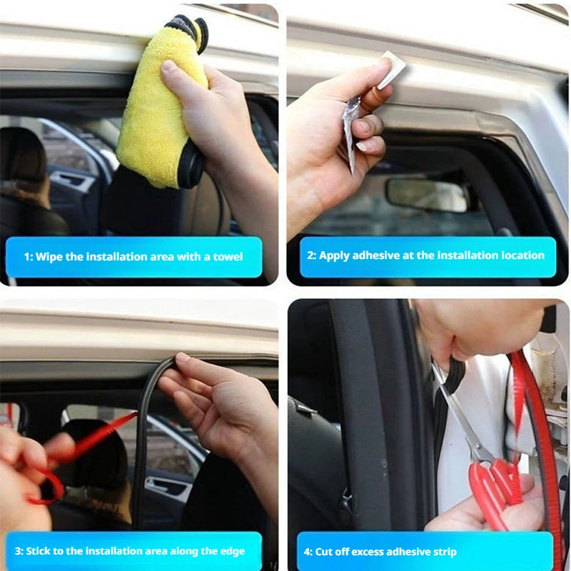 SEAMETAL Car Door Seal Strip 5/12/16m Rubber Three Layer Sealing Protector Soundproof Waterproof Weatherstrips for Car Door Hood