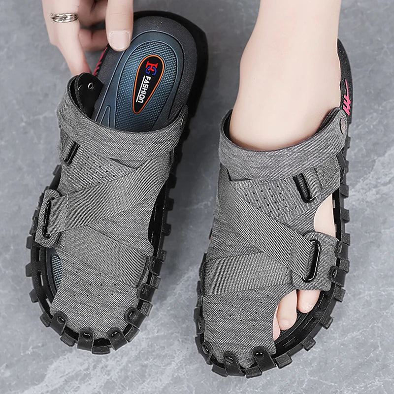 Men's breathable casual sandals summer soft-sole non-slip outdoor beach shoe fashion drving lightweight sports dual-use slippers