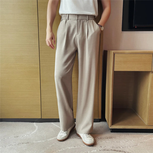 Men's Summer Imitation Linen Relaxed-Fit Trousers – Old Money Style Lightweight & Breathable Casual Pants with Elastic Waist