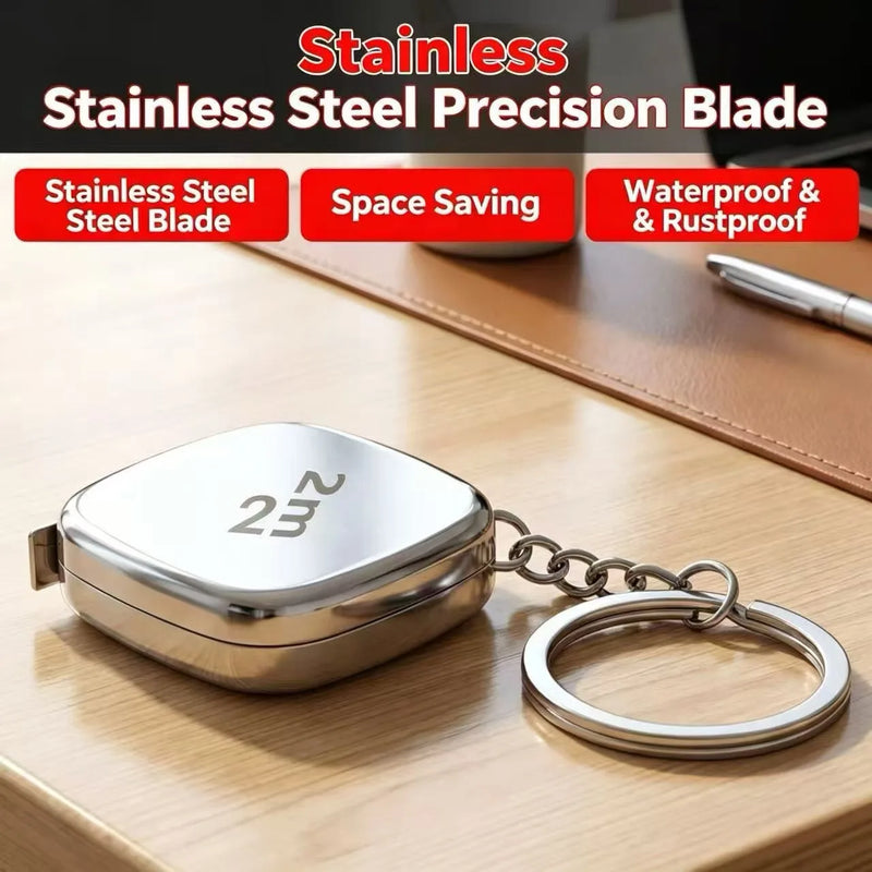 2M Mini Keychain Tape Measure Stainless Steel Waterproof Shockproof High Precision Portable Pocket Measuring Ruler For Daily Mea