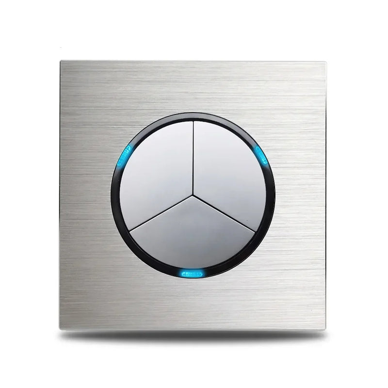 Europe UK FR Luxury LED Wall Light Switch Socket,1 2 3 4 gang 1 2way On/Off aluminum alloy Round Button household Switch panel