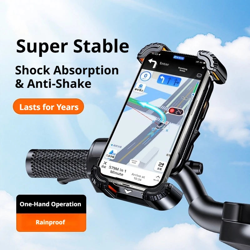SEAMETAL Universal Bicycle Phone Holder Shockproof Motorcycle Phone Mount for Motorcycle Handlebar Rearview Mirror 4.7-6.8”Phone
