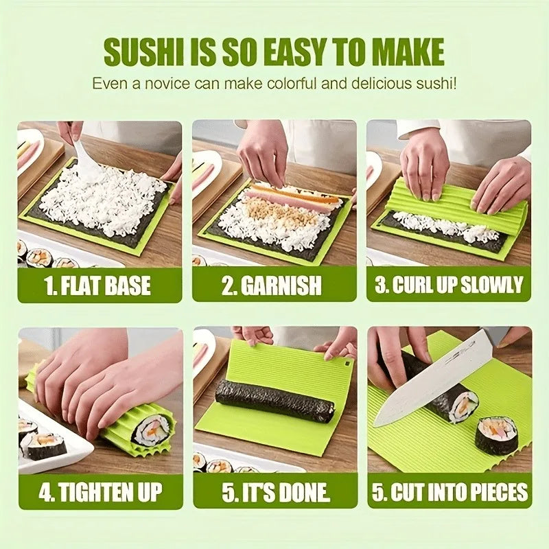 1pc High Quality Silicone Sushi Mat - Easy to Use Portable ,Perfect for Nori Hand Rolls,Must-have Accessory for RV Travel
