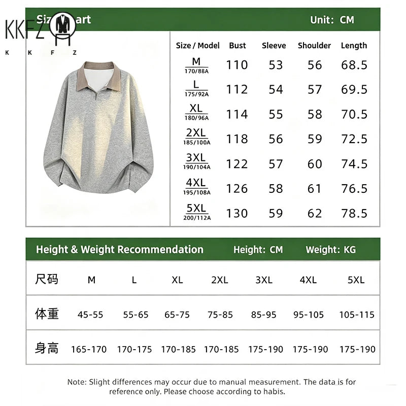 Male Loose Fit Knit Long Sleeve Polo Top Contrast Plaid Collar Airy Fabric For Office Commute And Leisure Occasions