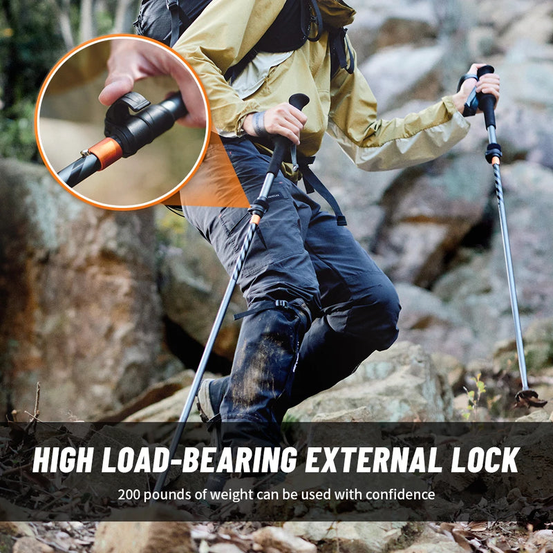 Naturehike Long Wind Trekking Poles Carbon Fiber 7075 Aluminum Alloy Five-section Folding Lightweight Walking Sticks Climbing