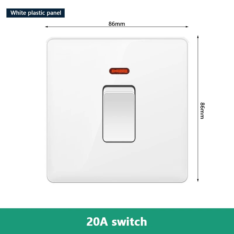 EU RU UK 20A 45A High Power Wall Switch,Korea Standard Plastic Panel ON OFF Rocker Switch for Water Heater Light Air Conditioner