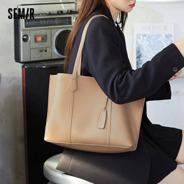 Semir Bag Women High-grade Versatile Work Bag Casual Single Shoulder Bag College Student Simple Tote Bag