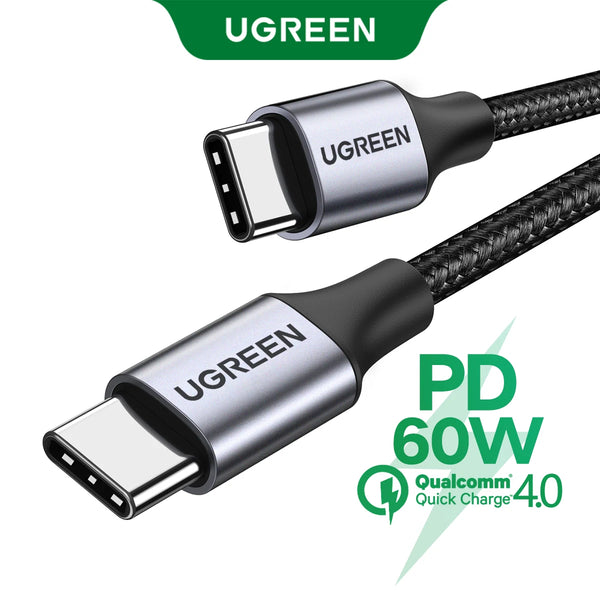 ខ្សែសាកលឿន UGREEN PD3.0 60W USB Type-C ទៅ USB-C សម្រាប់ iPhone 17 16 MacBook Air iPad Samsung Xiaomi USB Fast Charger Cord