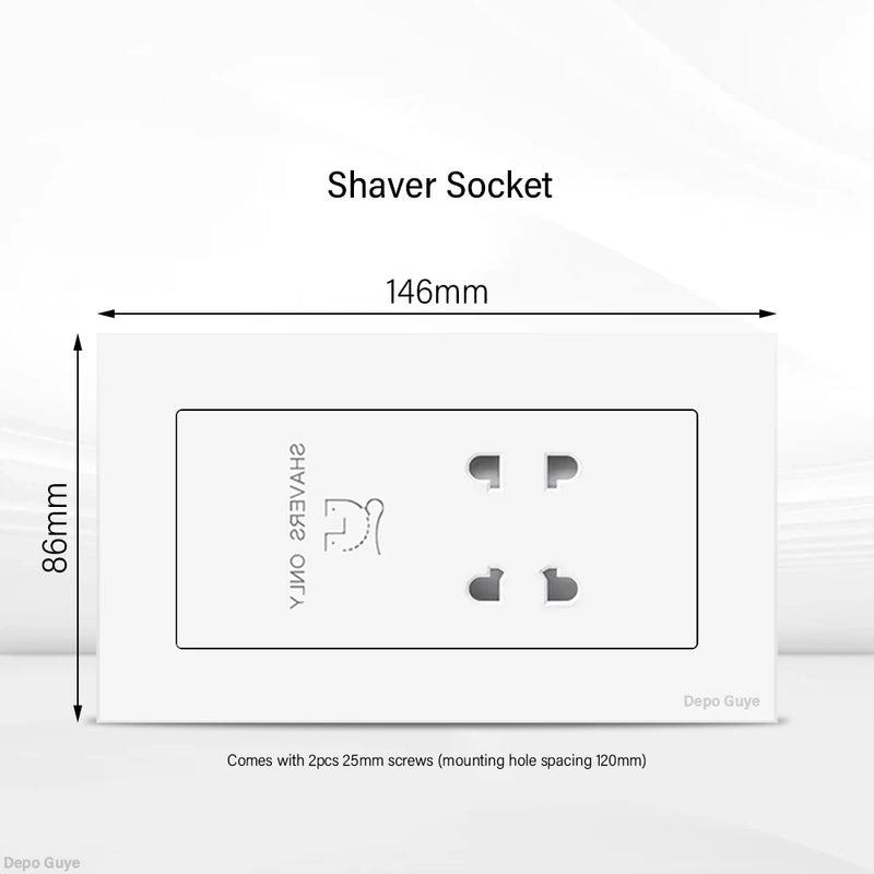 UK 13A Wall Socket with USB Type C 18W Quick Charge Power Outlet,Universal Electrical  Wall Light Switch Dual 3-pin Socket 220V