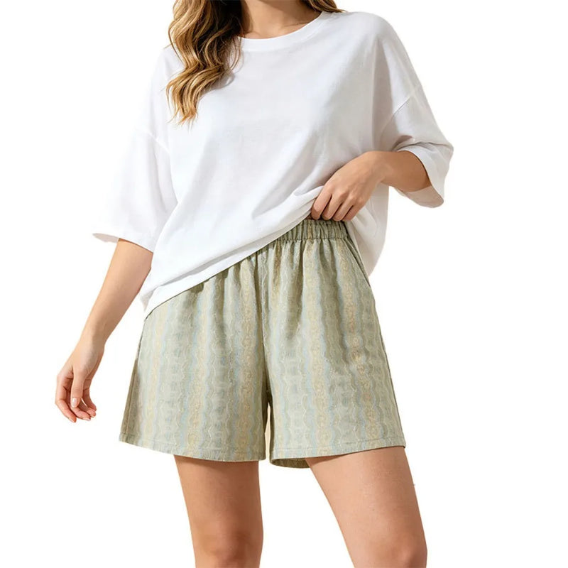 Summer Couple Sleepong Pants 100% Cotton Gauze Men's and Women's Thin Loose Home Pants Elastic Waist Shorts Pajama Pants