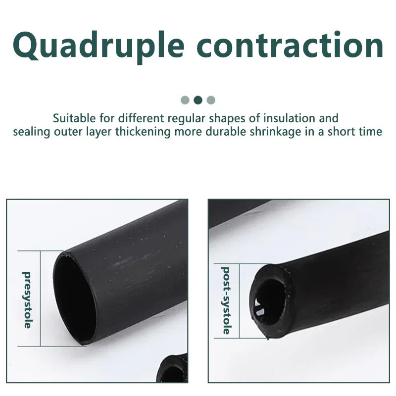 50Meters 3:1 Dual Wall Heat Shrink Tubing – Black Adhesive Lined Polyolefin Cable Sleeve for Waterproof Insulation, Wire Repair
