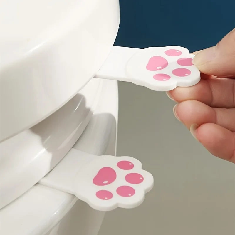 2pcs Cute Cat Paw Self-Adhesive Toilet Lid Handle,Claw-Equipped Anti-Stain HandleSuitable for Home Use Bathroom.