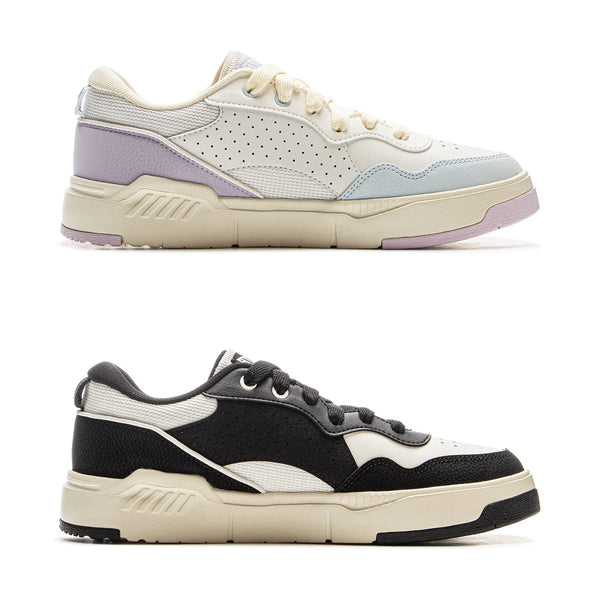 ស្បែកជើង Li-Ning សម្រាប់នារី COMMON 80S Lifestyle មានខ្នើយពីរ មានផាសុកភាព ទន់ ពាក់បាន ស្បែកជើងប៉ាតា LiNing Classic ធម្មតា AGCV208