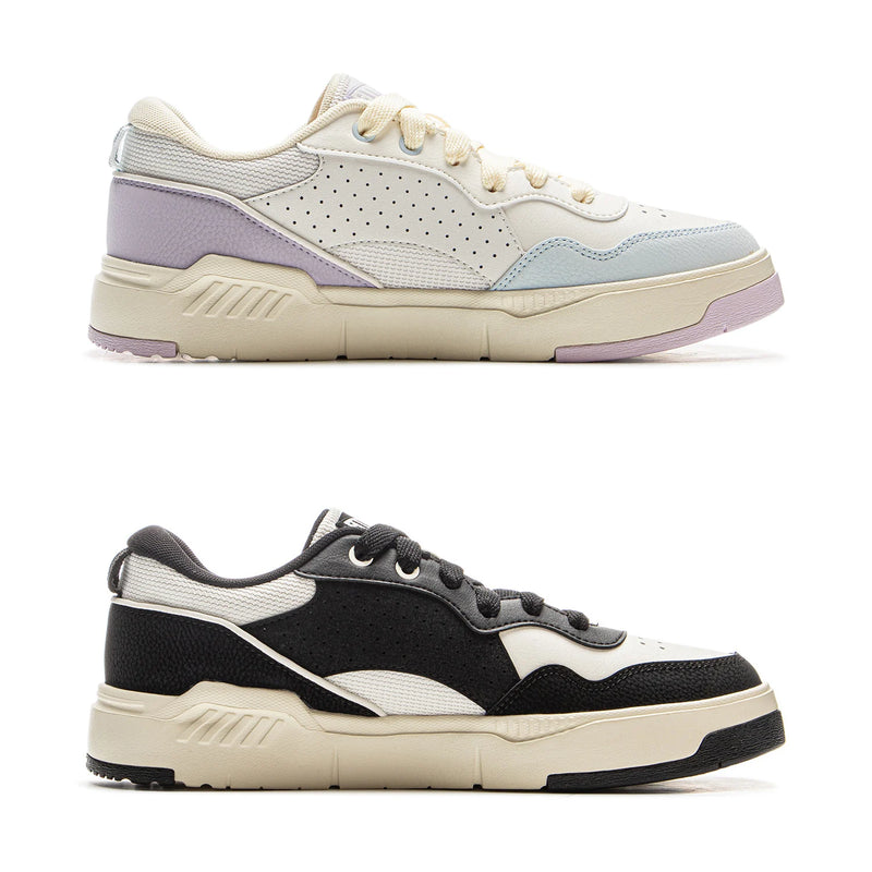 ស្បែកជើង Li-Ning សម្រាប់នារី COMMON 80S Lifestyle មានខ្នើយពីរ មានផាសុកភាព ទន់ ពាក់បាន ស្បែកជើងប៉ាតា LiNing Classic ធម្មតា AGCV208