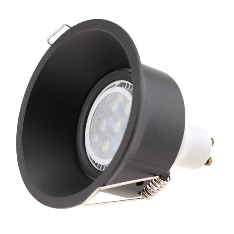 ឈុតជំនួសអំពូលភ្លើង Downlight រាងមូល GU10 ចំនួន 1/10 ដុំ សម្រាប់តោងពិដាន ពណ៌ខ្មៅ MR16