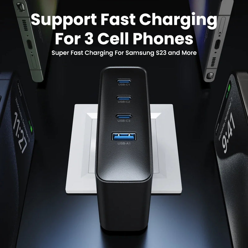 ឆ្នាំងសាកលឿន GaN USB Type C 100W 4 ក្នុង 1 PD QC Quick Charge 4.0 3.0 USB ឆ្នាំងសាកសម្រាប់ iPhone 15 14 13 Pro Max Samsung S23 ថេប្លេត