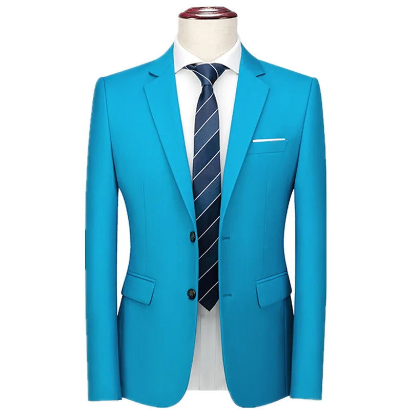 Men's Rose Red Suit Jacket, Wedding/Office Slim-fit Formal Coat, Asian Size M-6XL,Available in Blue, Gray, Black, Purple, Green