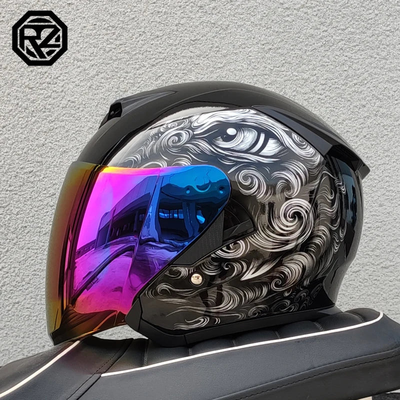 ORZ-600 Double sided semi open motorcycle helmet with ABS shell, DOT approved lightweight motorcycle helmet for urban commuting