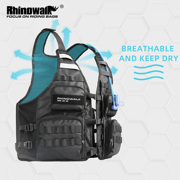 អាវកាក់ម៉ូតូ Rhinowalk អាចលៃតម្រូវទំហំបាន ម៉ូទ័រ មានខ្យល់ចេញចូលបាន អាវកាក់ម៉ូតូ កាបូបស្ពាយ កាបូបទឹក និងមួកសុវត្ថិភាព