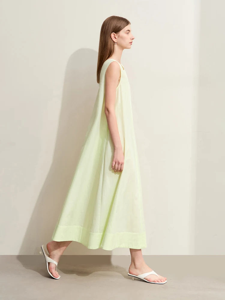 រ៉ូបវែង Amii Minimalism សម្រាប់នារី រដូវក្តៅ ឆ្នាំ២០២៦ រ៉ូបថ្មី កអាវ O-Neck ដៃអាវគ្មានដៃ រាងមិនទៀងទាត់ រ៉ូបរាងអក្សរ A រលុង ឆើតឆាយ 12452024