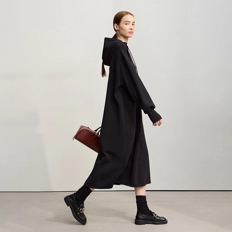 Amii Sweatshirt Dress Woman 2026 Winter New Loose Long Hooded Womens Dresses Cotton Pullover Casual Knit Sweater Dress 12544176