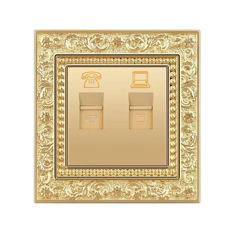 Luxury Vintage Push Button Switch 1/2/3/Gang 2Way,EU France Standard copper Wall socket,Universal light home switch power outlet