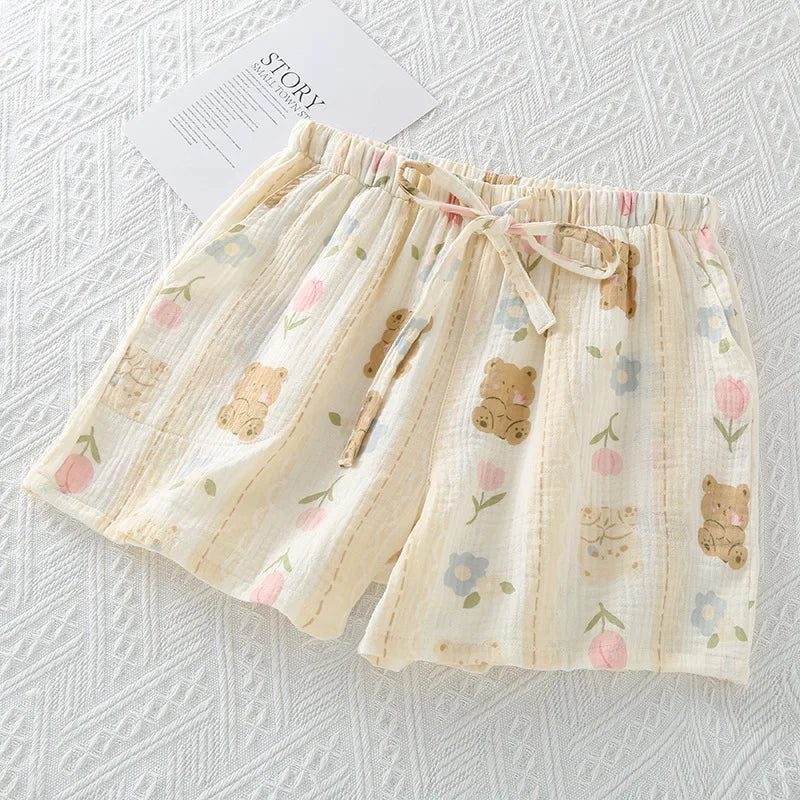 INS Fresh Pure Cotton Summer Pajamas Pants New Printed Sleepwear Pyjamas Women Home Wear Night Shorts Pantalon De Pijama