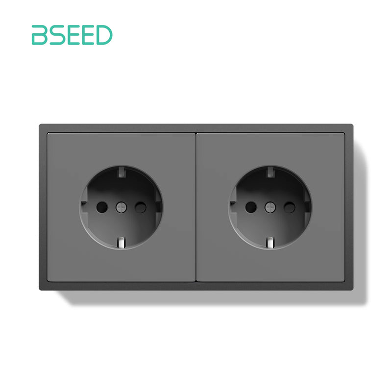 BSEED E Series 1/3/5 Pack Double Wall Sockets Electrical Power Outlets Bulk Set White Black Plastic Frame Kid Protection 16A