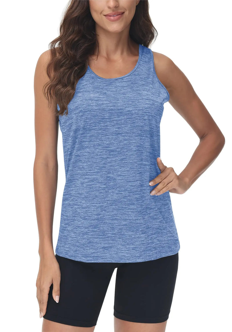 TACVASEN Gym Tops Women Sport Sleeveless T-Shirt Athletic Workout Vest Lightweight Yoga Tee Shirt Summer Breathable Tank Tops