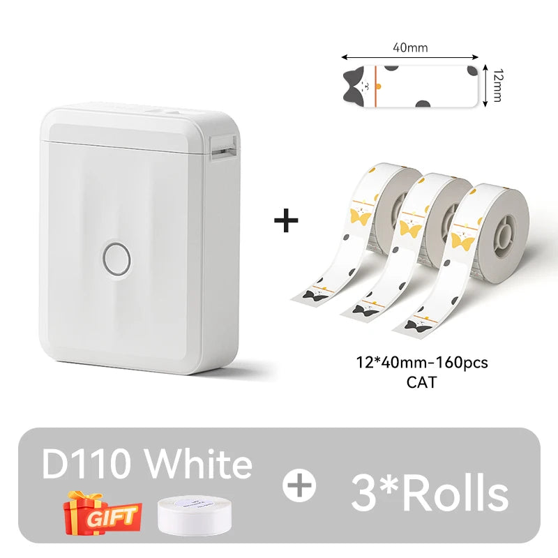 NIIMBOT D110 Thermal Label Printer Mini Portable Self-adhesive Label Maker With Tape for Home Similar to Dymo Labeling Machine