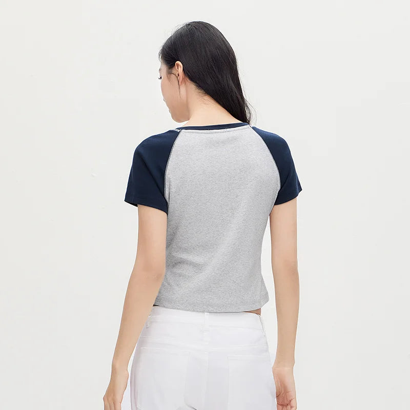 Semir Women Tshirt Short Length Printed Slim Fit Raglan Sleeve Cool Stylish 2026 Summer Fashion Casual Comfortable Top