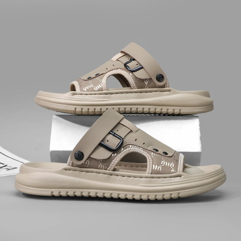 Men's one strap slides slippers summer breathable light anti slip fashion outdoor beach walking soft sole sports casual slippers