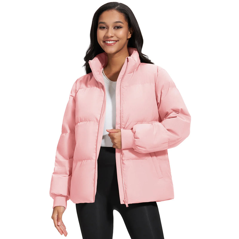 TACVASEN Womens Winter Padded Quilted Duck Down Coat Waterproof Warm Zip Up Daily Jacket Windproof Stand Collar Casual Jacket