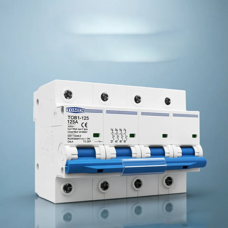 1P2P3P4P 400VACHigh Current MCB Circuit Breaker 80A100A125ADIN Rail Mount Short-circuit OverloadProtection 10kA BreakingCapacity