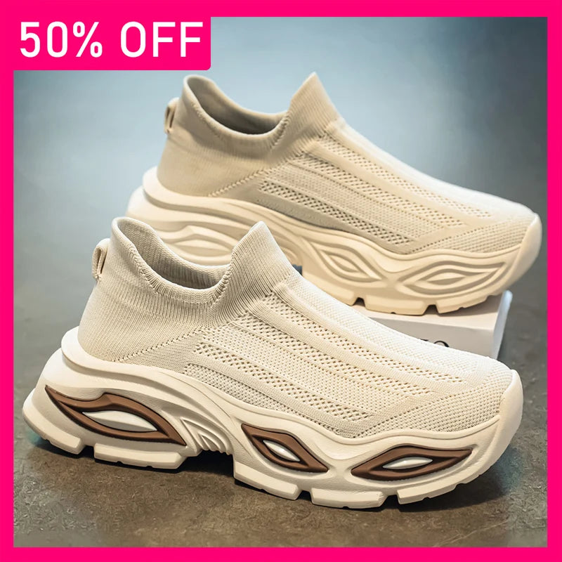 Men Walking Shoes Trendy Mesh Breathable Summer Outdoor Fitness Shoes 2026 New Comfortable Versatile Soft Soled Tennis Shoes