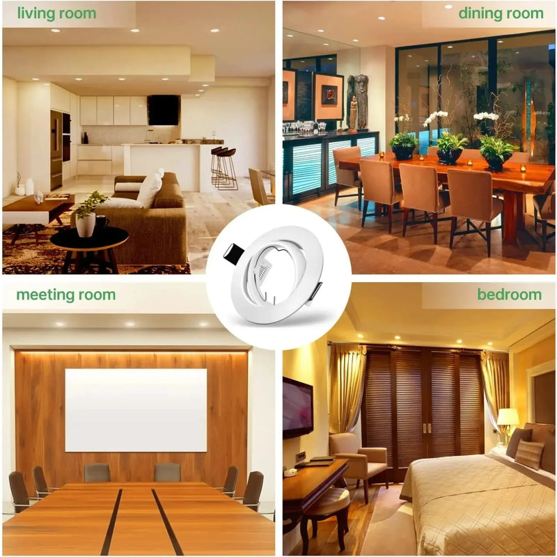 1/10PCS Black Round Metal LED Recessed Ceiling Light Frame Adjustable Downlight for GU10 MR16 Fitting Mounted Spotlights Fixture
